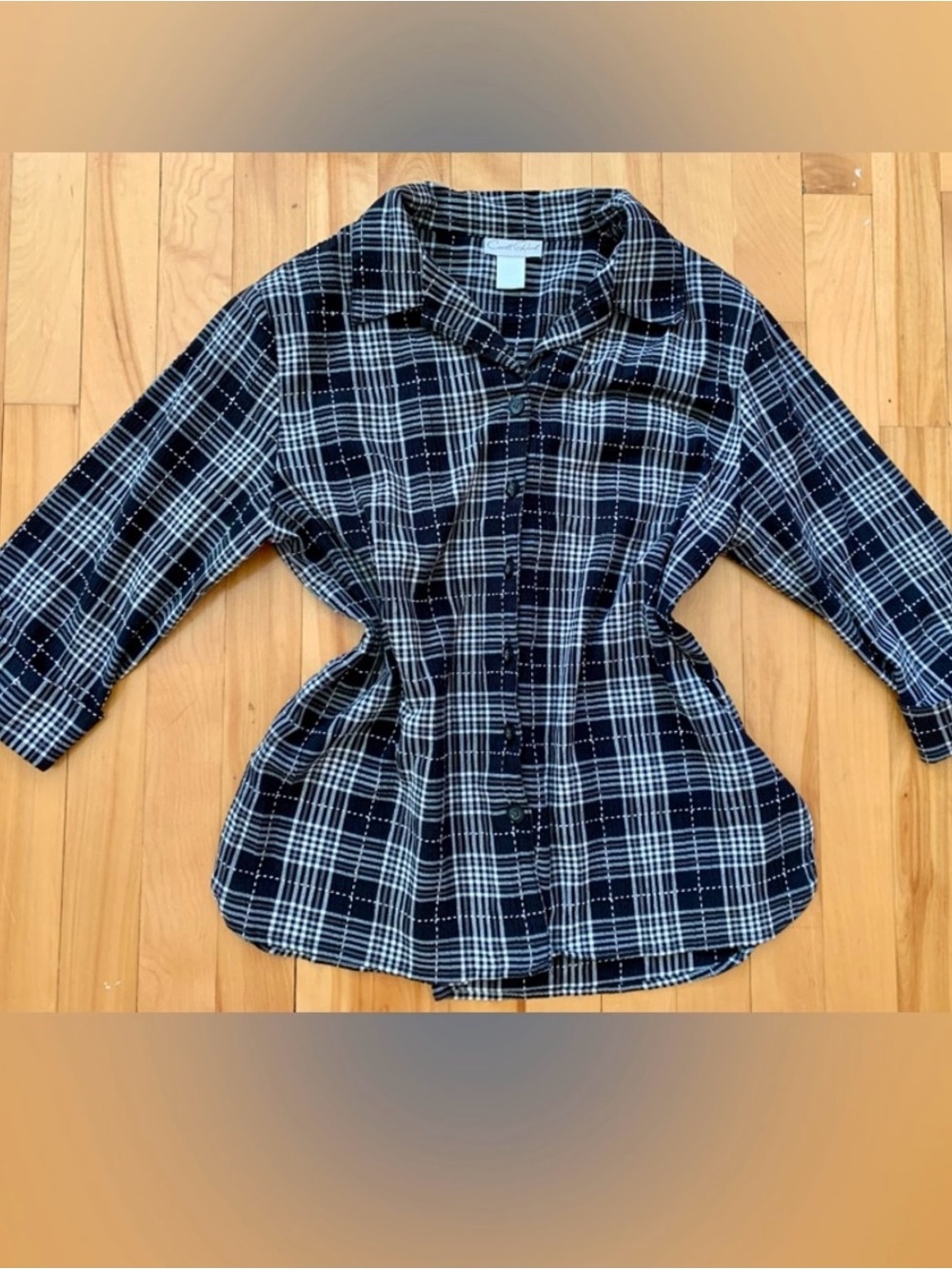 Black and White Plaid Button-Up Shirt